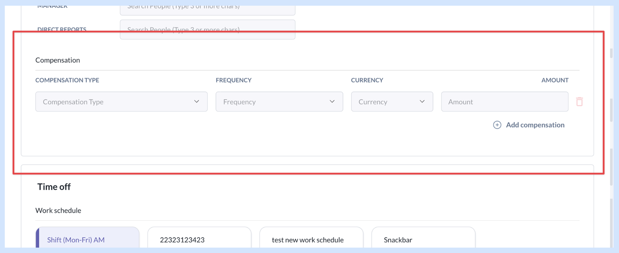 Compensation section (Before)