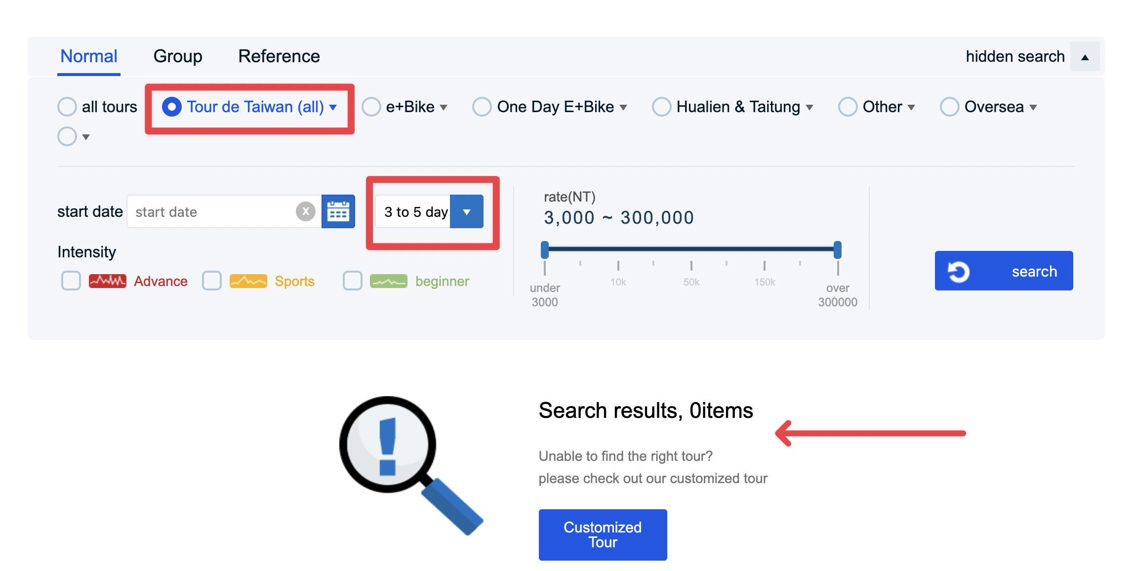 Conflicting conditions generated 0 results