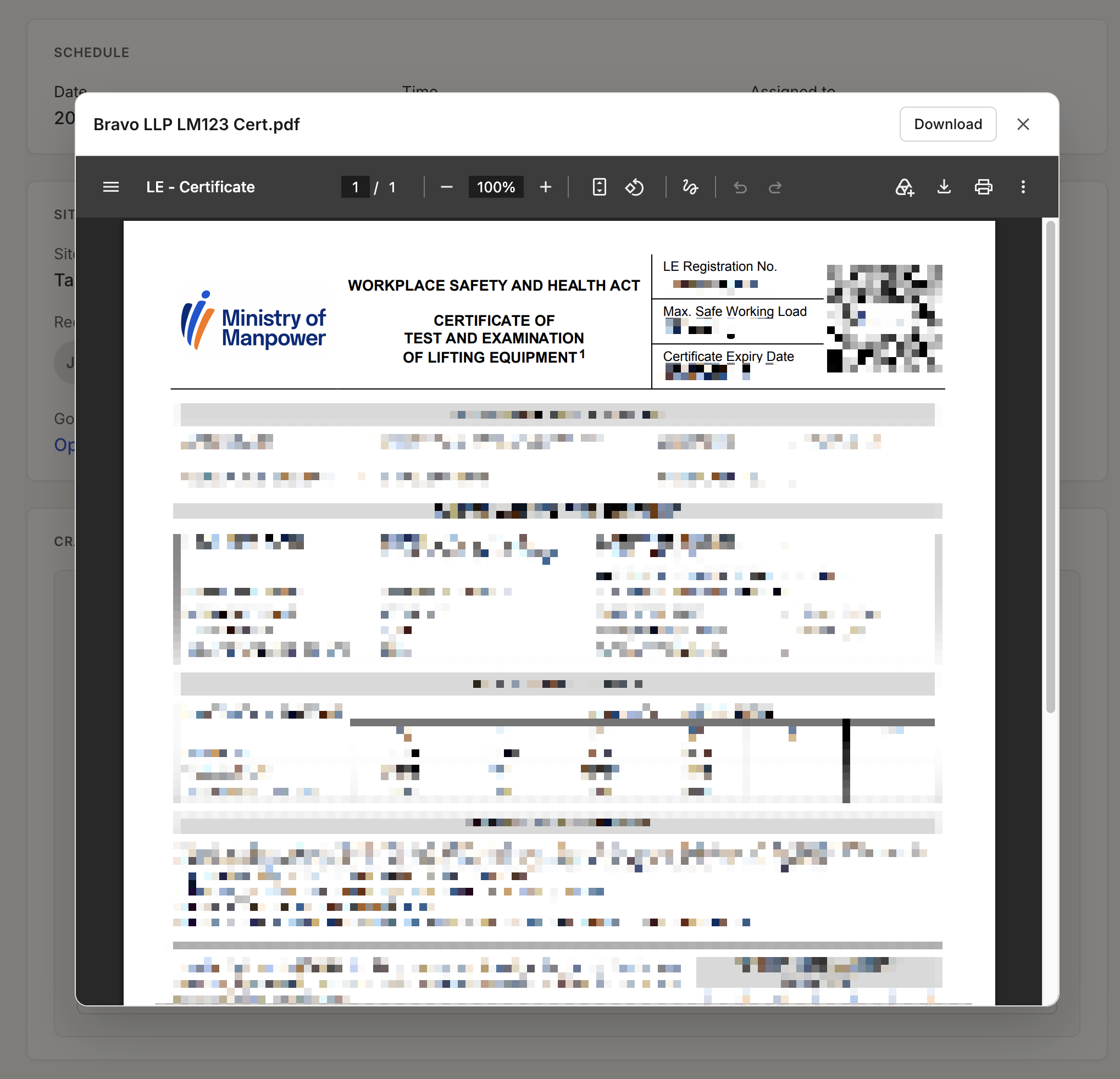 PDF cert viewed by FSP