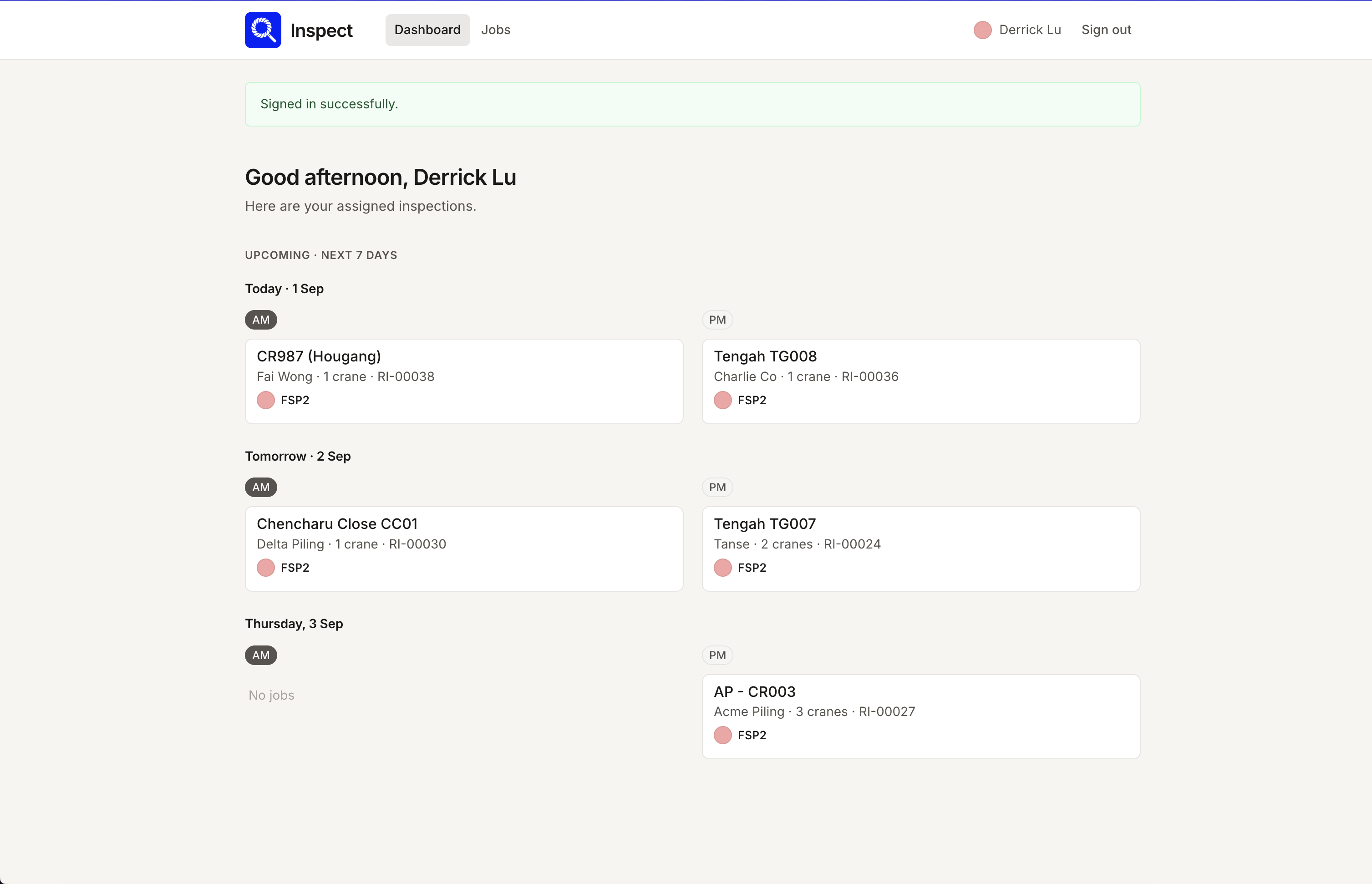 Field Service Partner (FSP's) dashboard page