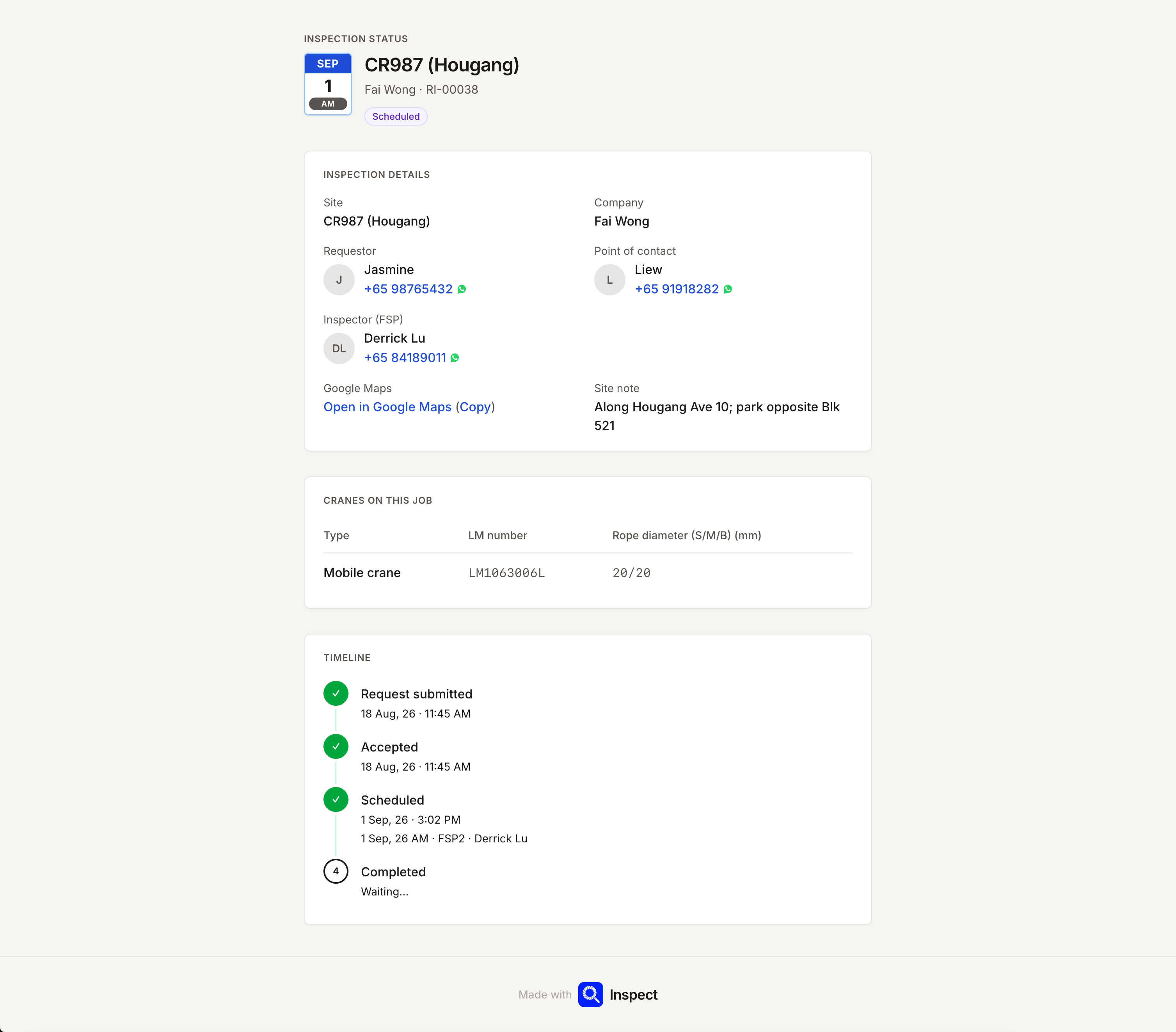 Public link as viewed by requestor