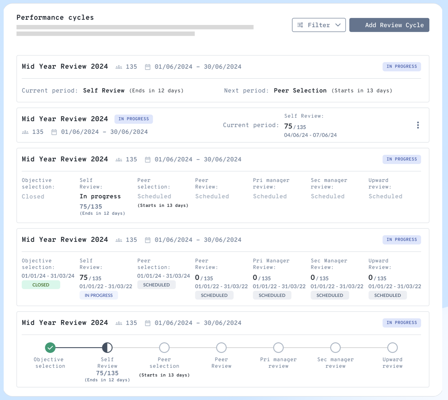 Variants of the right-side nested component