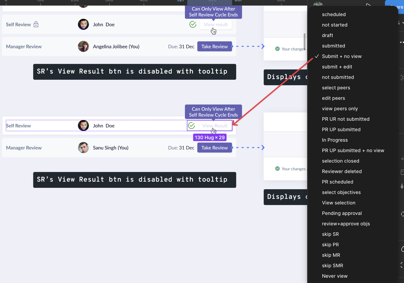 Variants of the right-side nested component