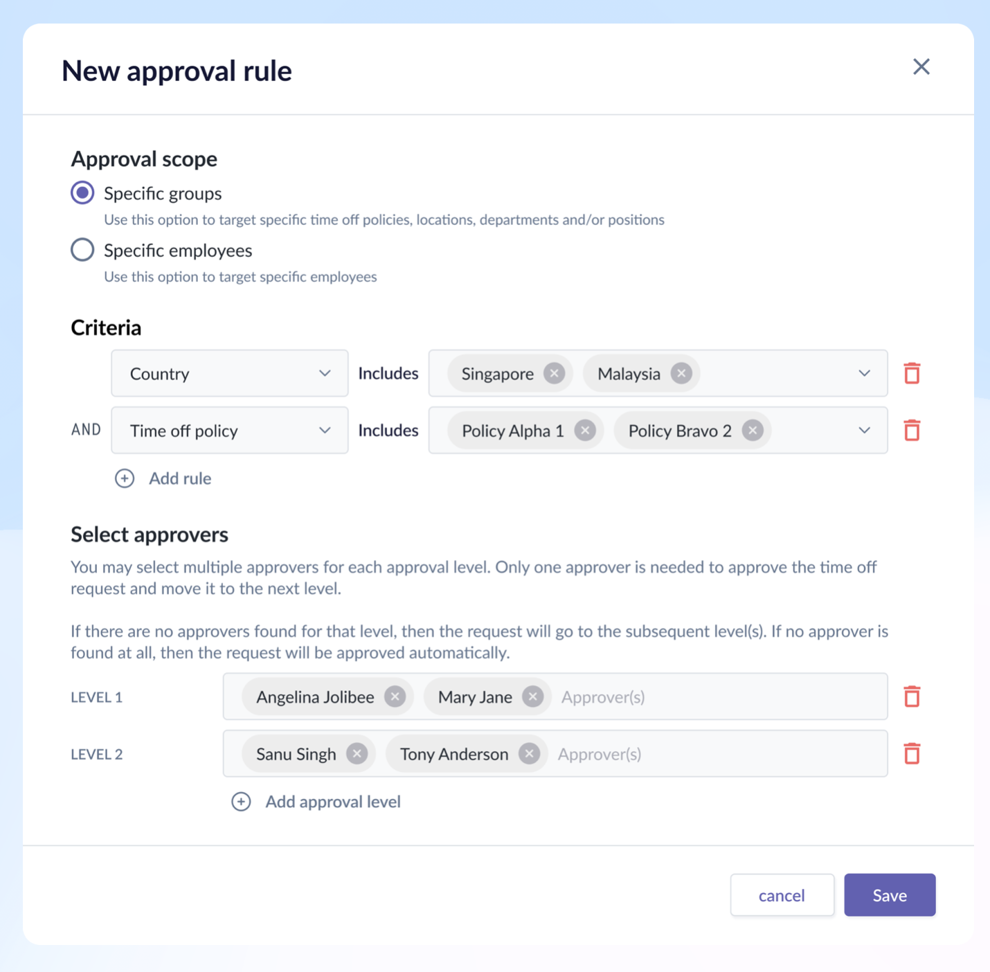 Redesigned approval flow detail page using specific groups