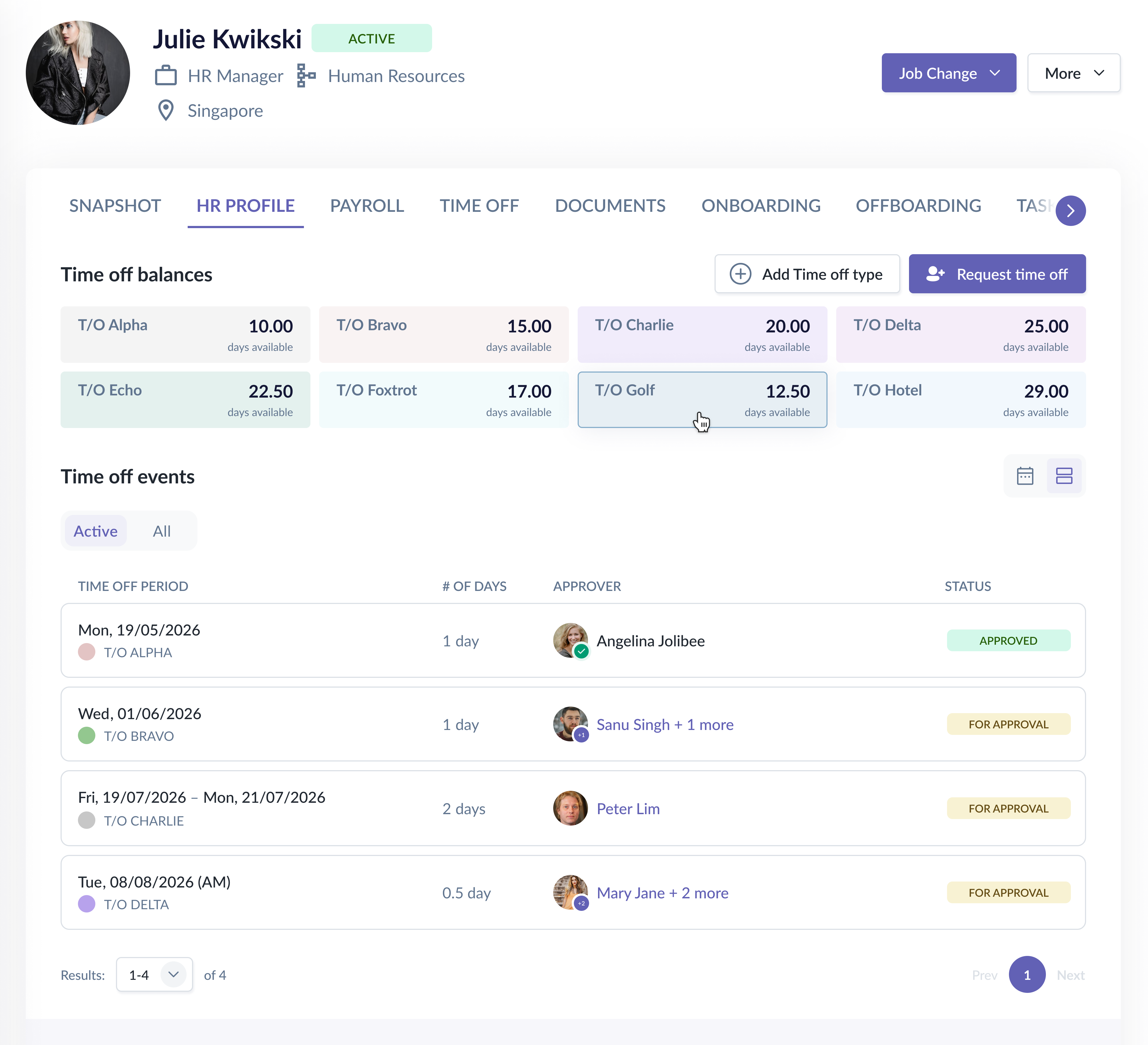 New listing view with request statuses