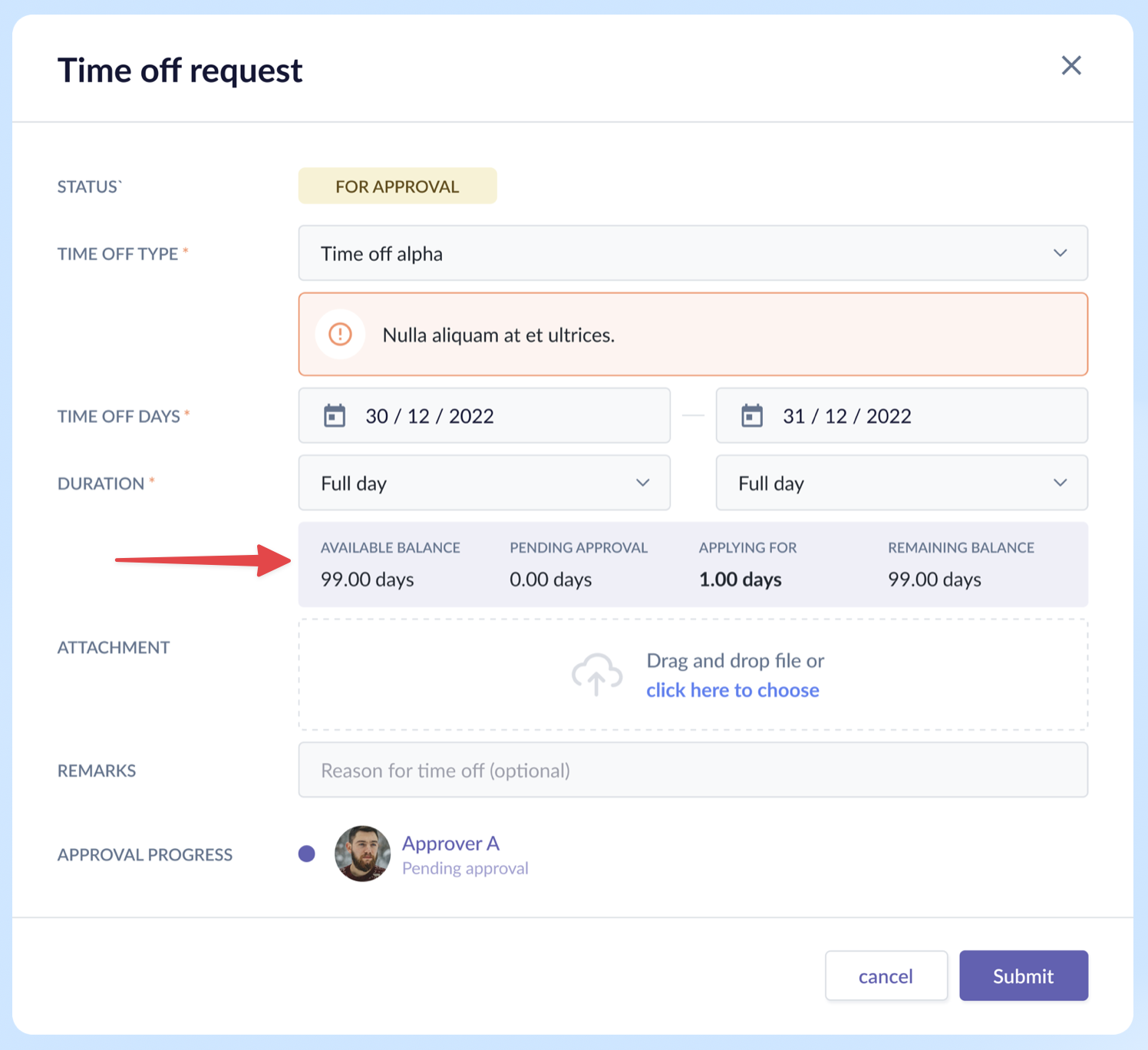 Updated details page with new balance overview