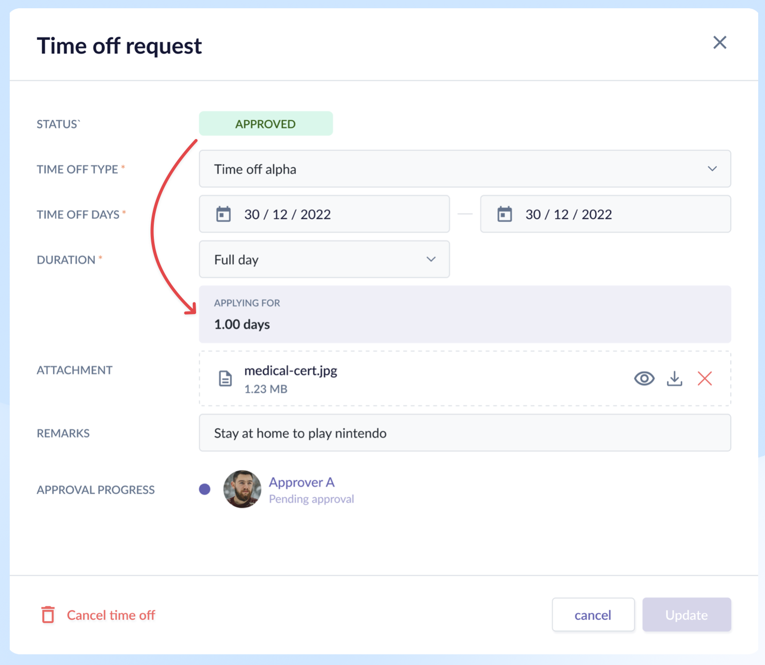Updated details page with new balance overview
